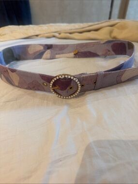 Zimmermann Lavender Camouflage Pearl-Trim Round Buckle Belt